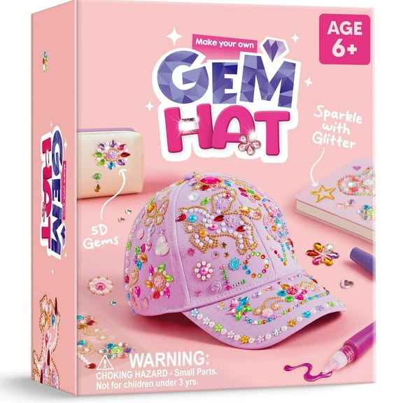 Joyfy Purple Baseball Cap Gem Art Set for Kids Ages 8-12 ,Creative Arts and Crafts Gift for Girls ,Perfect for Christmas and Birthday Celebrations