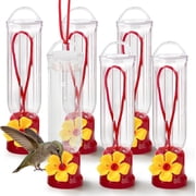 Joyfy Set of 6 Mini Hummingbird Feeders with Hanging Wires, Transparent Outdoor Humming Bird Feeder Set with 3 Cleaning Brush for Patio, Outside, Lawn, Backyard, Garden, Easy to Clean
