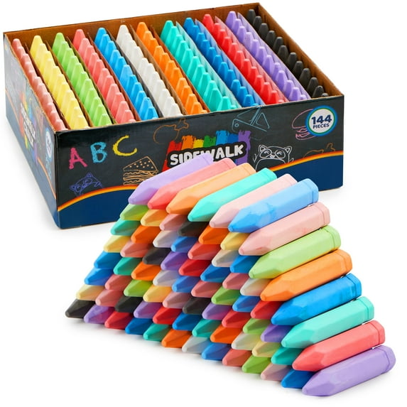 Joyfy Sidewalk Chalk Set 144Pcs Cone Shaped Bulk Washable Chalks Non-Toxic Jumbo Chalk for Outdoor Art Play