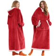 thumbnail image 1 of Joyfy Wearable Blanket Hoodie for Women Men Gifts for Women Mom Wife Sherpa Fleece Long Hooded Blanket Sweatshirt Cozy Sherpa Wearable Throw with Pocket & Sleeves for Adult (Small, Red), 1 of 6