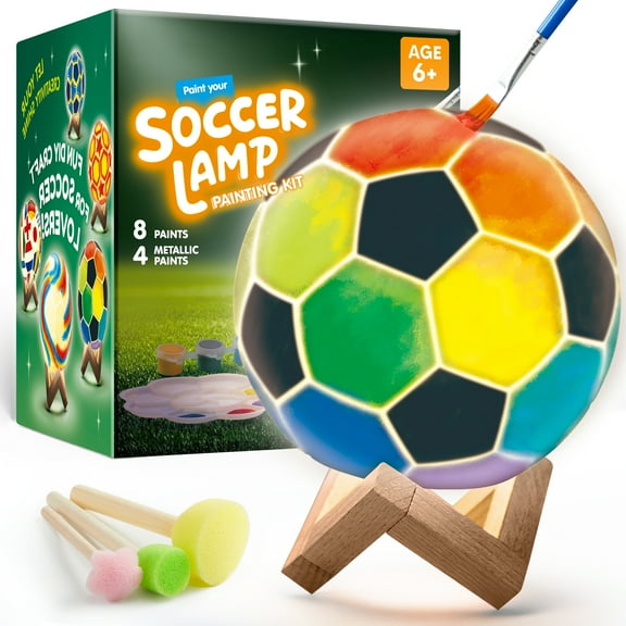 Joyfy Soccer Ball Paint Your Own Lamp Kit,DIY 3D Soccer Night Light Arts and Crafts for Kids Ages 6-12, Perfect Christmas Birthday Gift for Boys and Girls