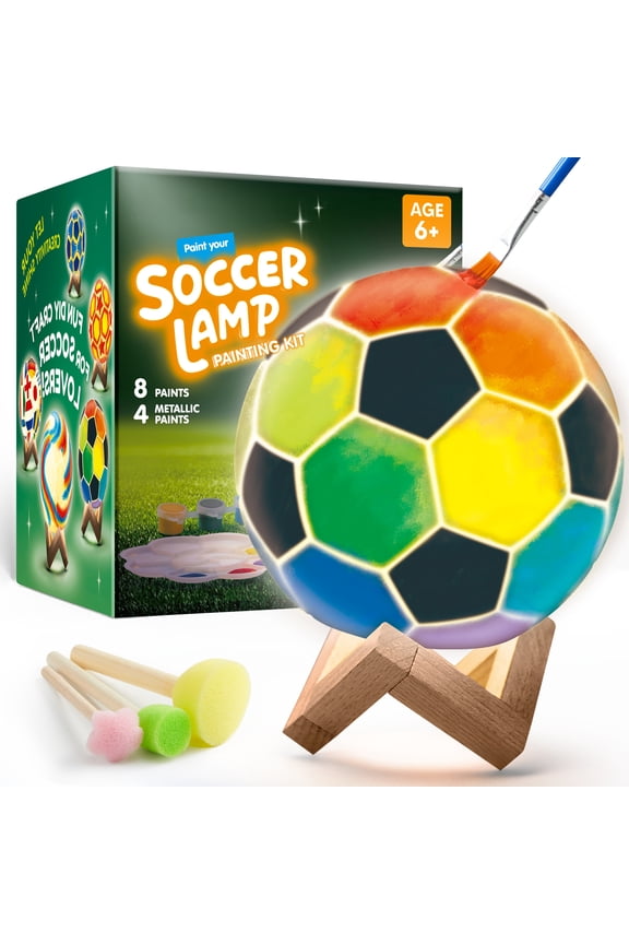 Soccer Ball Paint Your Own Lamp Kit,DIY 3D Soccer Night Light Arts and Crafts for Kids Ages 6-12, Perfect Christmas Birthday Gift for Boys and Girls