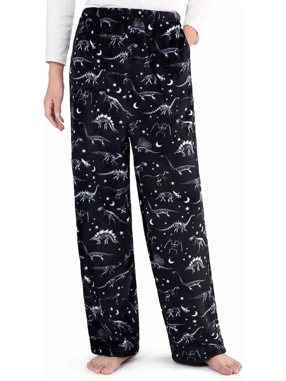 Boys Pajama Pants Flannel Lounge Pants Soft Long Pj Bottoms with Pockets&Elastic Waist Dinosaur-XXL Size