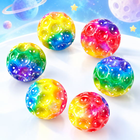 Joyfy Space Moon Bouncy Balls, 2 Inch Rubber Bouncy Balls for Kids, Sensory Balls for Classroom Prizes, Party Favors, Goodie Bag Stuffers, Birthday Gifts
