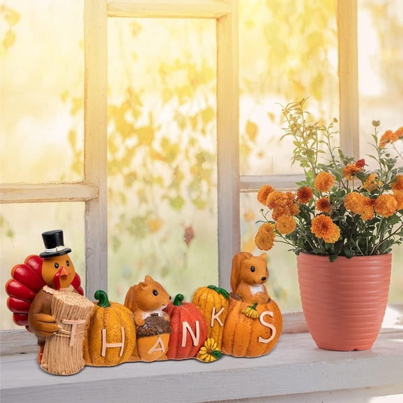 Joyfy Thanksgiving Pumpkin Turkey Tabletop Decor, Resin Turkey Figurines,Thanksgiving Decoration, Autumn Decor,Thanksgiving Fall Harvest Home Decorations,Indoor Kitchen Dcor