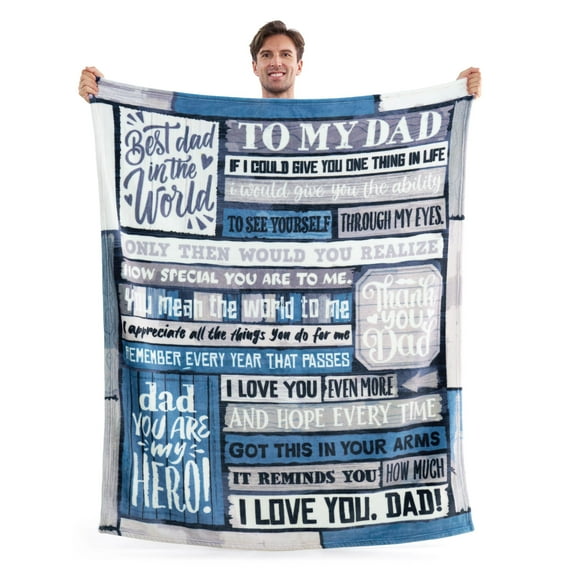 Joyfy Blanket for Dad 50" x 60" Soft Flannel Throw Blanket Birthday Father's Day Gift,Grey