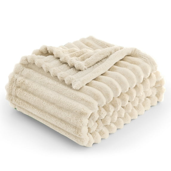 Joyfy Throw Blanket for Couch,Bed,Sofa,Beige Flannel Blanket,Soft Throw Blanket ,Gifts for Women Mom Girls,Throw Home Room Decor Aesthetic for Women Mothers Christmas Birthday Gifts 50x60 Inches