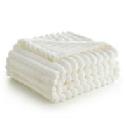 Joyfy Throw Blanket for Couch,Bed,Sofa,White Flannel Blanket,Soft Throw Blanket ,Gifts for Women Mom Girls,Throw Home Room Decor Aesthetic for Women Mothers Christmas Birthday Gifts 50x60 Inches