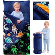 Joyfy Toddler Sleeping Bag for Kids 66" x 33" Glow in The Dark Kids Sleeping Bag with Pillow for Boys and Girls Ages 3+ Soft Flannel Toddler Nap Mat for Prescho