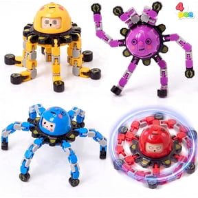 Joyfy 4PCS Fidget Spinners Toys, Transformable Stress Relief Sensory Toys for Adults and Kids, Deformable Robot Spinner Desk Toys for Party Favors Birthday Gifts