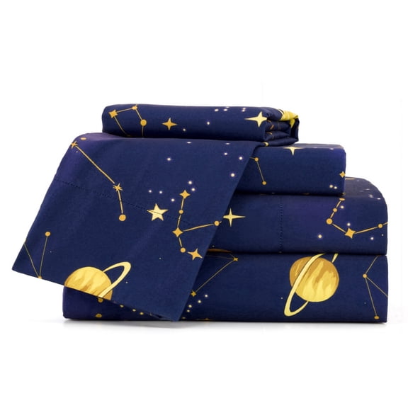 Joyfy Twin Microfiber Sheet Set Blue Starry,3 Pcs