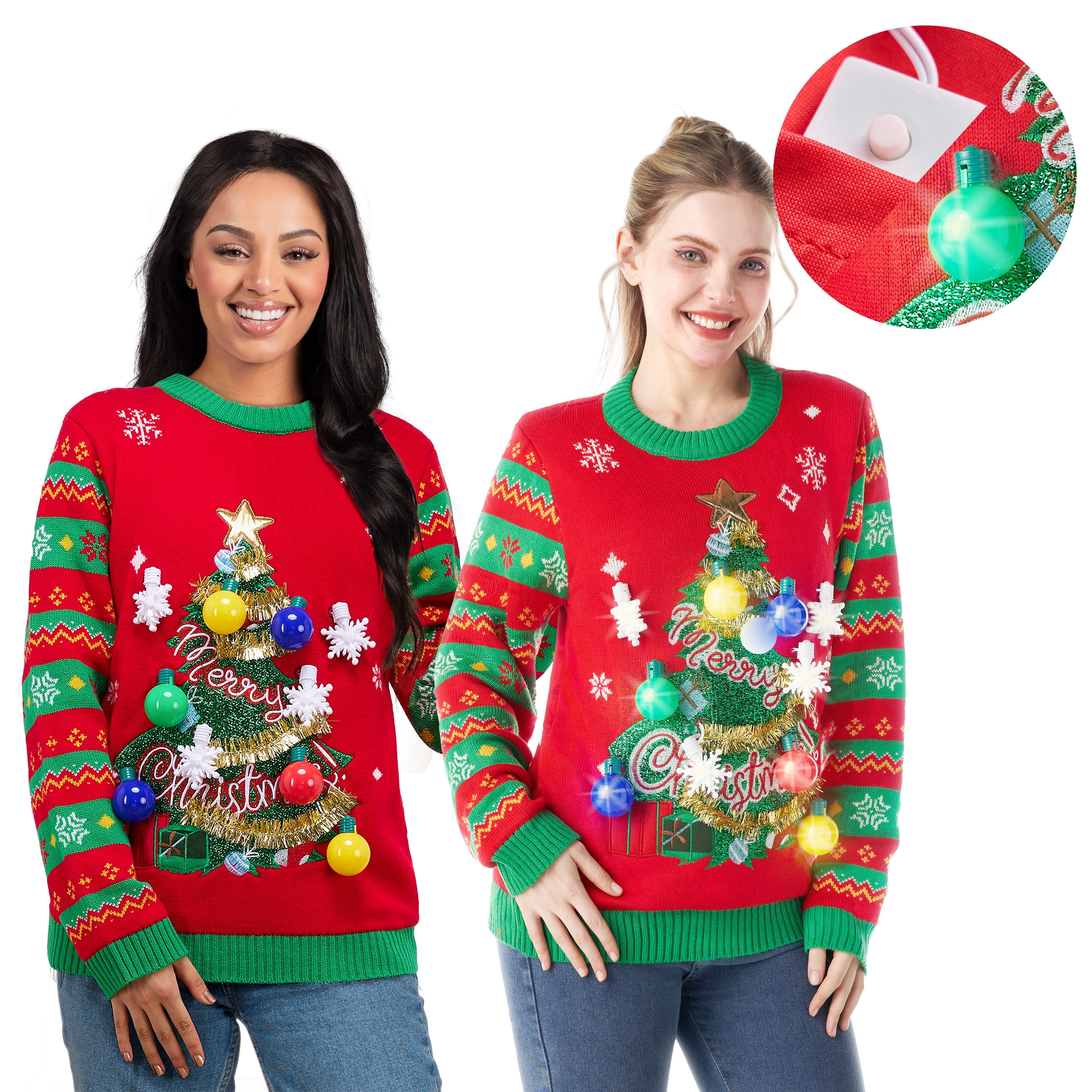 Joyfy Ugly Christmas Sweater Women, Led Light Up Ugly Sweater, Men ...