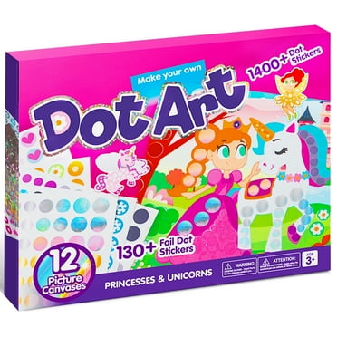 Joyfy Unicorns and Princess Dot Markers, Over 1470 Pcs Sticker Poke A Dot Book, Ages 3-5 Toddler Arts And Crafts Supplies, Birthday Gifts