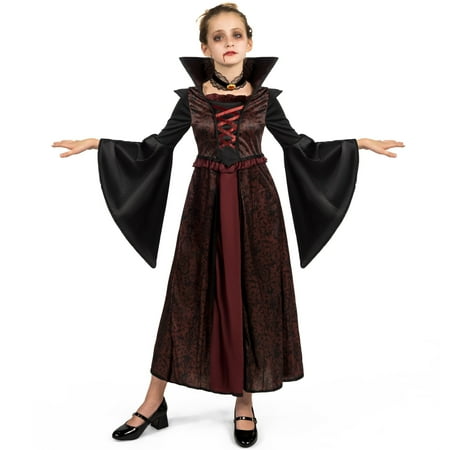 Joyfy Vampire Costume Set for Girls,Halloween Costumes for Girls Halloween Dress Up Party Cosplay 8-10 yrs