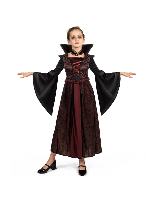 Vampire Costume Set for Girls,Halloween Costumes for Girls Halloween Dress Up Party Cosplay 8-10 yrs