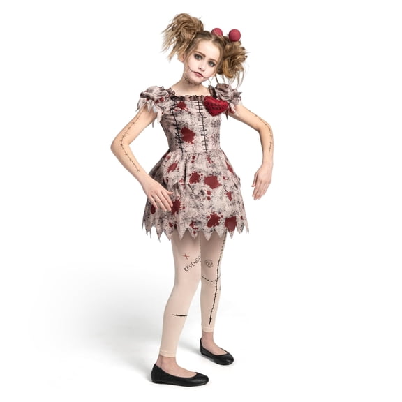 Joyfy Voodoo Costume for Girls, Voodoo Doll Dress Halloween Scary Costume for Kids Halloween Dress up Fancy Dress Cosplay Party