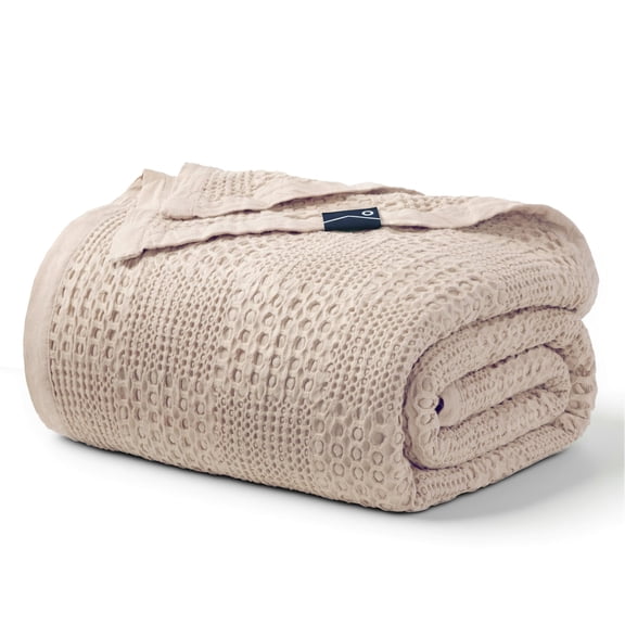 Joyfy Waffle Blanket - Turkish Cotton Soft Beige Blanket