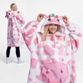 thumbnail image 1 of Joyfy Wearable Blanket Hoodie for Adults, Giggling Getup Oversized Sherpa Fleece Hoodie with Giant Pocket & Sleeves, Warm Cozy Gift for Women & Men,Strawberry Cow, 1 of 6