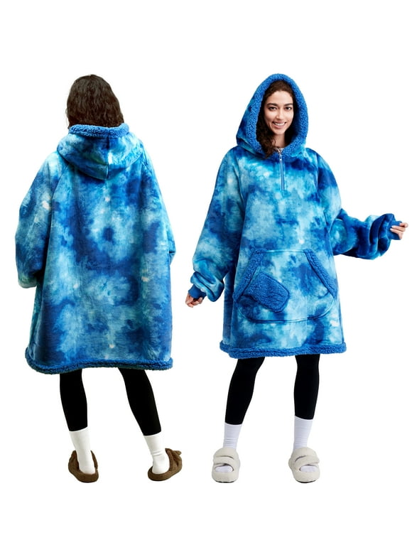 Joyfy Wearable Blanket Oversized Sherpa Sweatshirt, Warm and Cozy Hoodie Blanket for Adult Christmas Birthday Gift