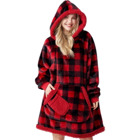 Wearable Blanket Oversized Sherpa Sweatshirt, Warm and Cozy Hoodie Blanket for Adult Christmas Birthday Gift