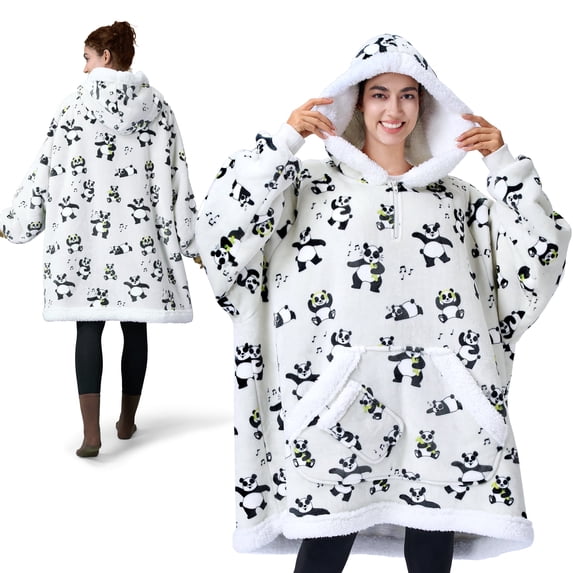 Joyfy Wearable Blanket Oversized Sherpa Sweatshirt, Warm and Cozy Hoodie Blanket for Adult Christmas Birthday Gift