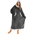thumbnail image 1 of Joyfy Wearable Blanket Hoodie, Long Hooded Blanket Sweatshirt, Oversize Hoodie for Women and Men,Clothing Gift for Women Men Mom Dad,Giant Hood Pocket and Sleeves for Adult(Dark Grey,Oversize), 1 of 12