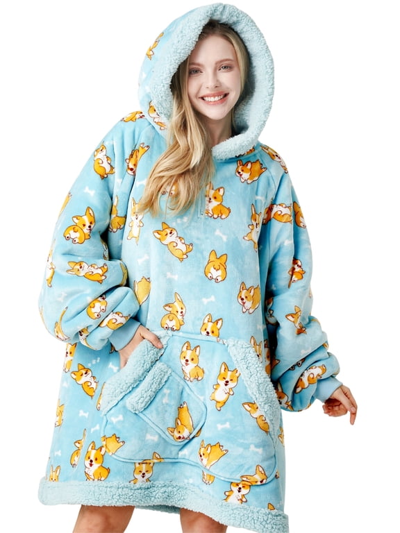 Wearable Blanket Oversized Sherpa Sweatshirt, Warm and Cozy Hoodie Blanket for Adult Christmas Birthday Gift