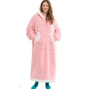 Joyfy Wearable Blanket Hoodie, Long Hooded Blanket Sweatshirt, Oversize Hoodie for Women and Men,Clothing Gift for Women Men Mom Dad,Giant Hood Pocket and Sleeves for AdultPink,Regular