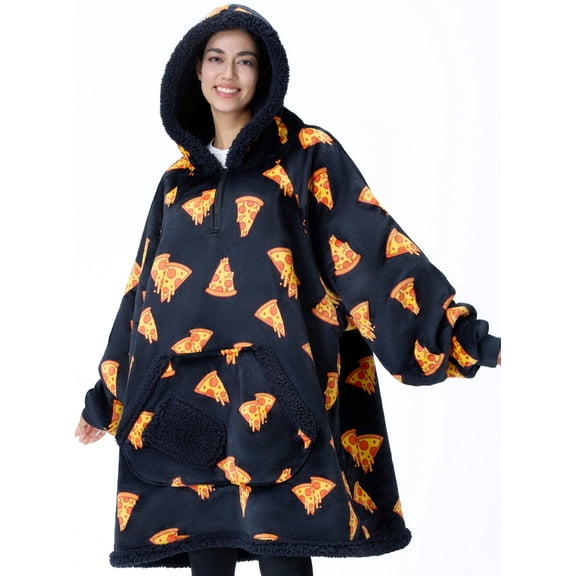 Joyfy Wearable Blanket Oversized Sherpa Sweatshirt, Warm and Cozy Hoodie Blanket for Adult Christmas Birthday Gift