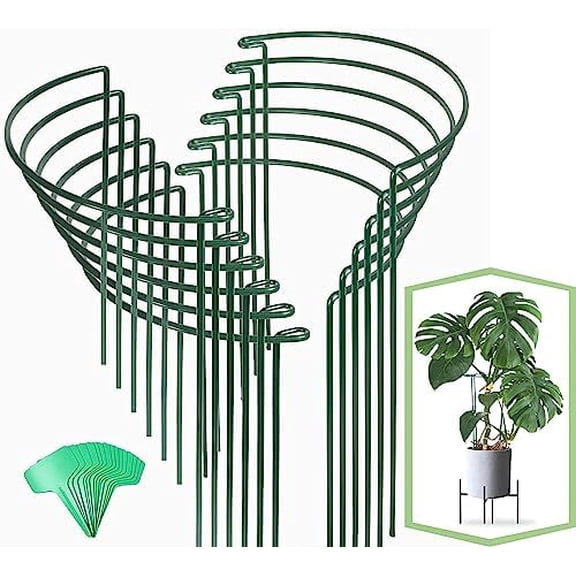 Joyhalo 12 Pack Plant Support Stakes, 16 Inch Plant Stakes for Outdoor Plants, Peony Cages and Supports, Peony Cage with 15 Pcs Twist Ties, Flower Stakes Peonies Support Cages for Plants