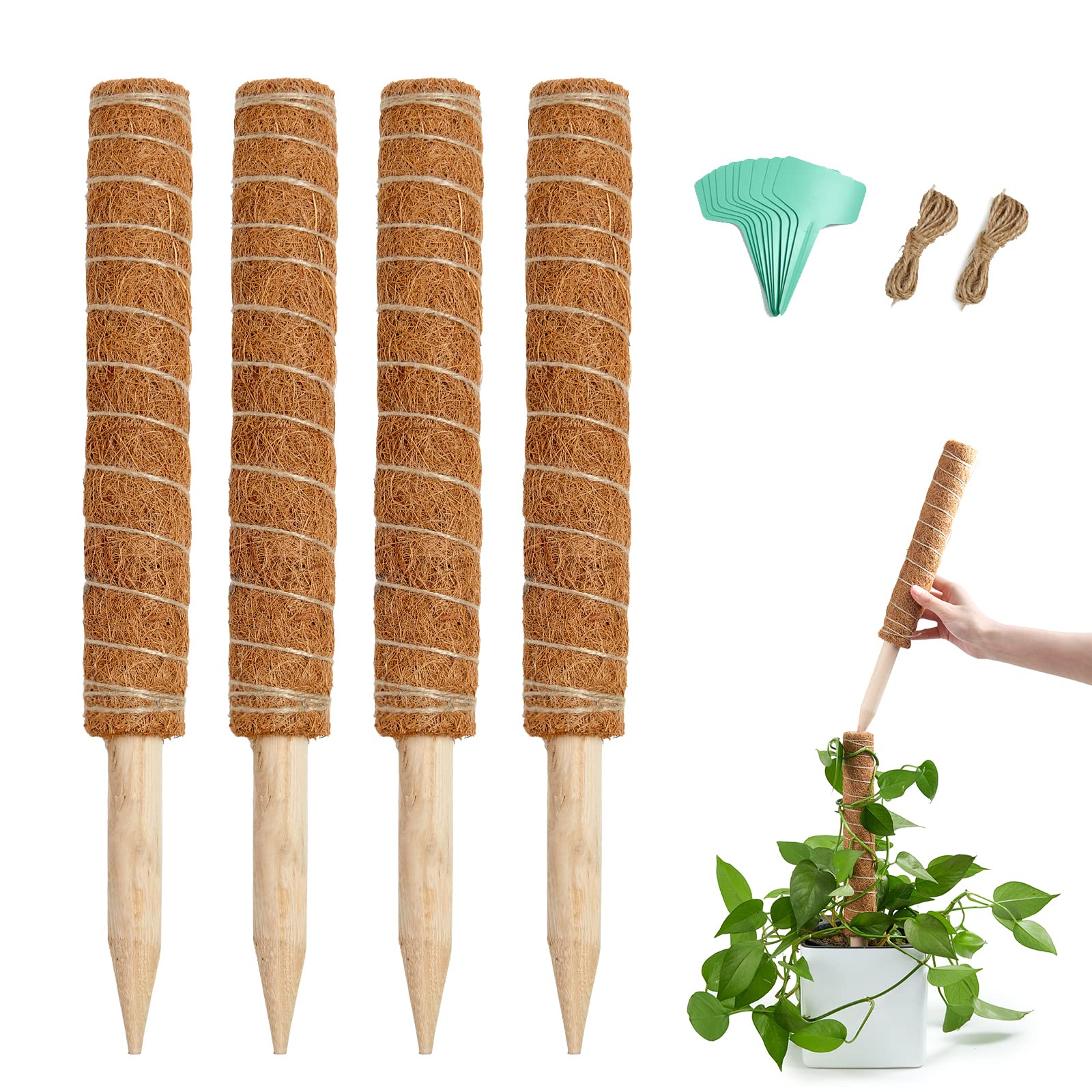 Joyhalo Moss Pole for EC36 Plants, 4 Pcs Stackable Moss Poles, Moss