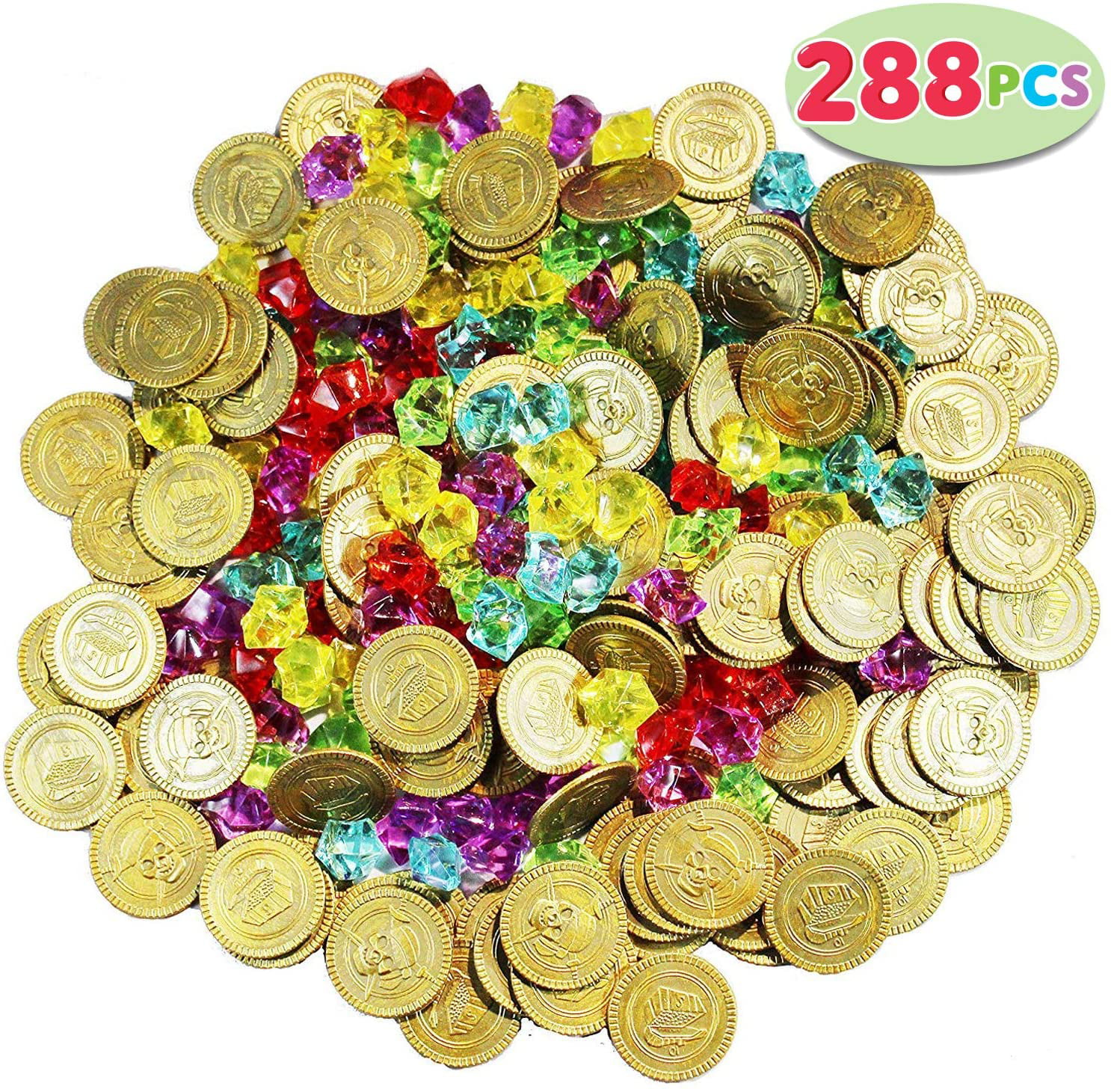 222 pcs Pirate Gems Pirate Gold Coins Fake Treasure Jewels