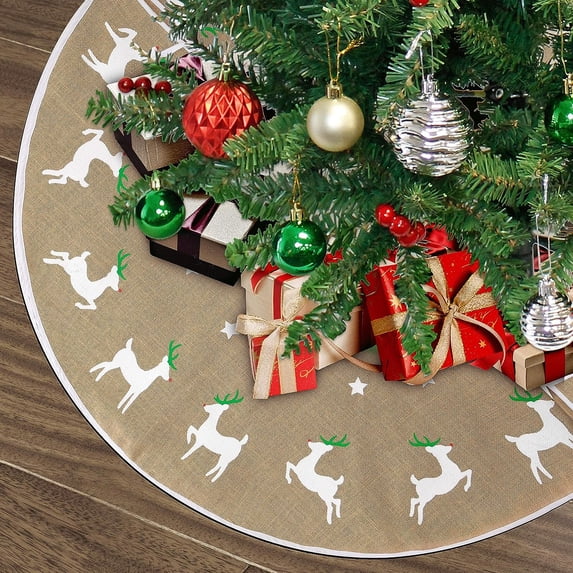 Joyin 48in Burlap Reindeer Tree Skirt
