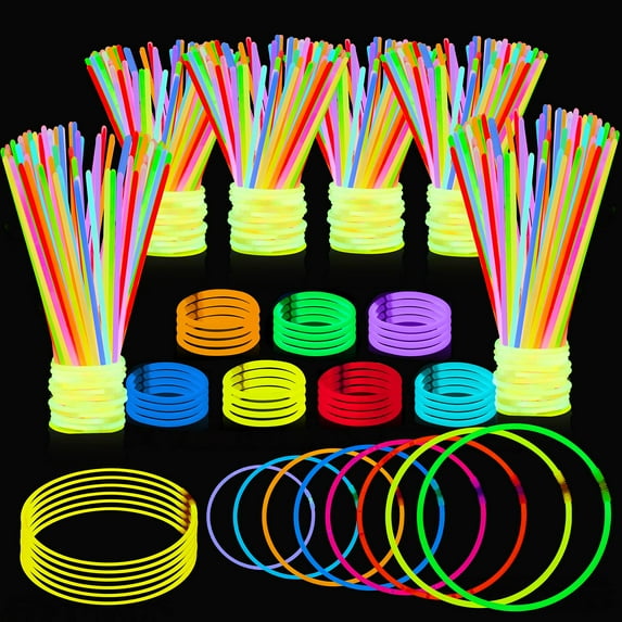Joyin 8" Assorted Neon Color Glow Sticks, 300 Piece