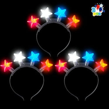 Joyin LED Light Up American Flag Star Party Hats, Red Blue White, 3 Piece