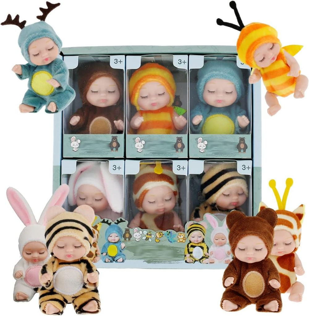 Joyivity 6Pcs 4.3Inch Mini Reborn Baby Dolls Soft Realistic Miniature