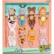 Joyivity 8Pcs 4.3Inch Mini Reborn Baby Dolls Soft Realistic Miniature Newborn Baby Doll with changeable Clothes Cute Baby Alive Doll Gifts Set for Girls Boys and Kids Big Easter Birthday Gift