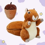 Joyivity Reversible Nut Squirrel Plush Toy, Lovely Stuffed Animal Cute Fluffy Plushies for Baby Birthday Gifts, 10"