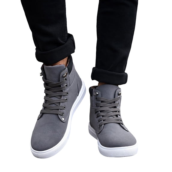 Joykidd Men's Flat Casual High‑Top Ankle Boots Lace‑Up Lightweight Retro Sneakers for Back‑To‑School Outfits Daily Wear