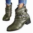 thumbnail image 1 of Joykidd Motorcycle Ankle Boots For Women Chunky Block Heel Short Booties Buckle Studded Gothic Moto Riding Boots with Side Zip for Casual Outings Daily Work, 1 of 6