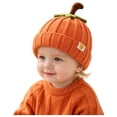thumbnail image 1 of Joykidd Toddler Halloweem Pumpkin Knit Beanie Ribbed Stretchy Infant Hat for Fall Daily Outings and Holiday, 1 of 5
