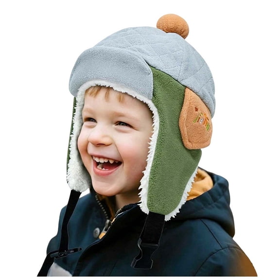 Joykidd Unisex Baby Trapper Hat with Earflaps Soft Fleece Winter Pom Pom Cap for Cold Weather Outdoor Wear