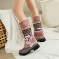 thumbnail image 1 of Joykidd Women's Pom‑Pom Winter Knee-High Boots Suede Platform Lug Sole Plush Mid-Calf Boots for Holiday Party Festival Outfits, 1 of 5