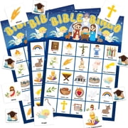 Joykindom Bible Bingo Game for Kids 24 Player Cards with Chips Sunday School Christian Crafts Easter Christmas Nativity Party Favors