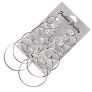 Joykith 6Pairs/set Vintage Silver Gold Big Circle Hoop Earrings Women Steampunk Ear Clip Earring Cute