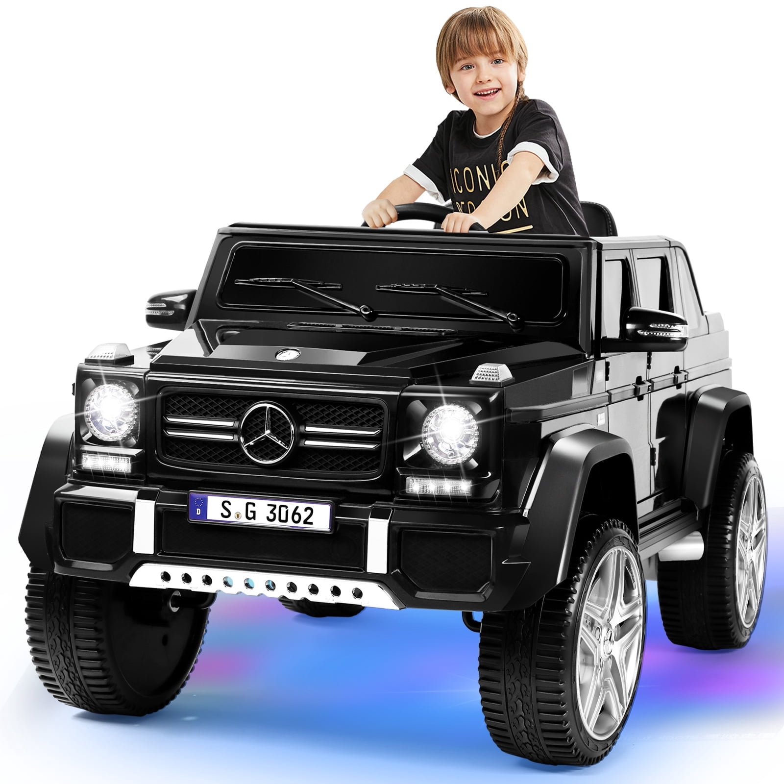 JOYLDIAS 12V Licensed Mercedes-Benz G650S Kids Ride on Car Electric Toy w/Remote Control, 3 Speeds, LED Lights, Bluetooth, Music, Horn, Black