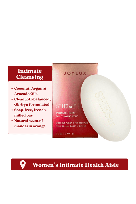 Shebar Intimate Feminine Wash, pH-Balanced Formula, Clean & Gentle Ingredients, 3.2 oz Bar