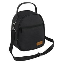 Joymee Lunch Box Insulated Lunch Bag Women Men Reusable Cooler Bag Adult Cute Lunch Tote Bags with Front Zipper Pocket,Adjustable Shoulder Strap for Work Office Picnic Travel, Black