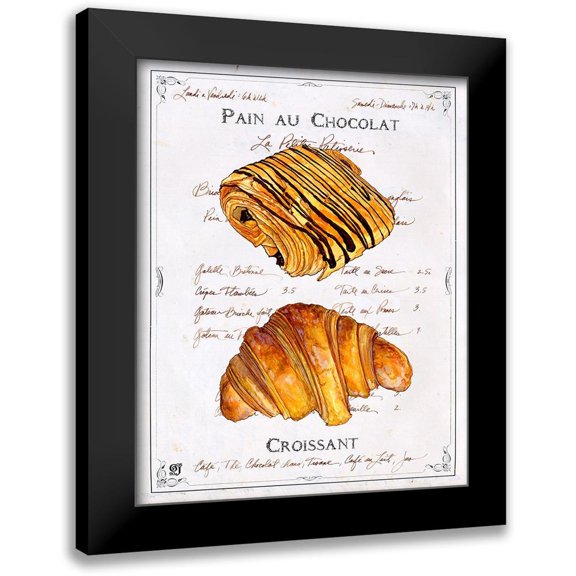 Joyner, Ginny 12x14 Black Modern Framed Museum Art Print Titled - Pain au Chocolat et Croissant