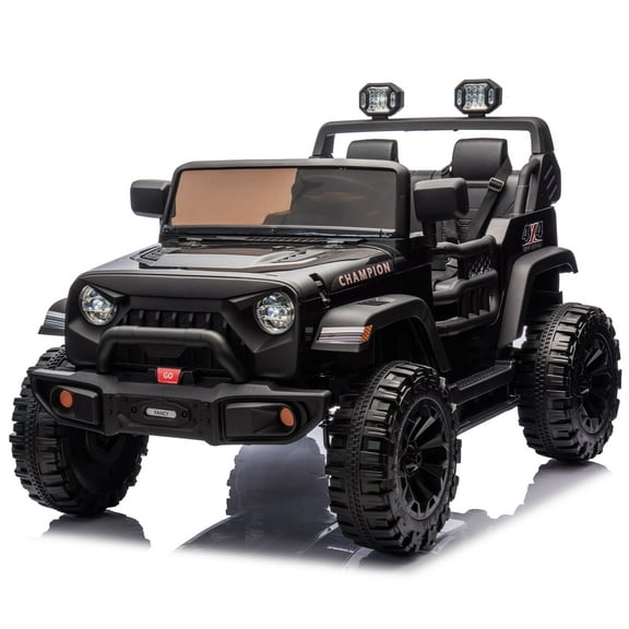 Joynovia 24V Two-Seater Kids Electric Car (Black) Parent Remote Control, 400W Motor, LED Lights, Bluetooth & MP3, 1.86-4.35 MPH for Ages 3+